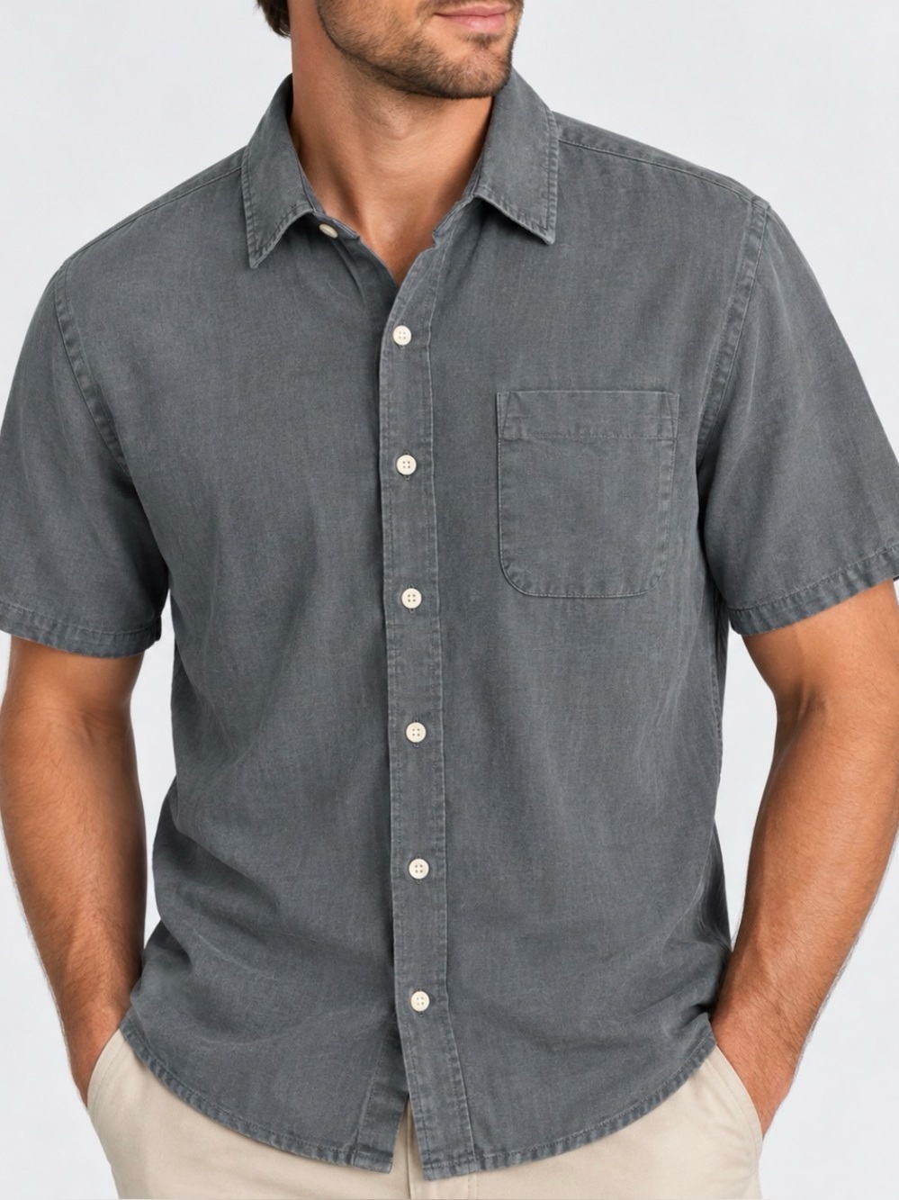 Polo by Ralph Lauren Slate-Gray Short-Sleeve Button-Down Shirt